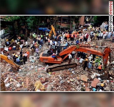 Mumbai ghatkopar building incident, a old woman saved from accident