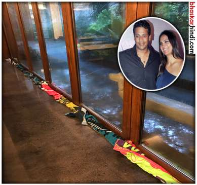 Mahesh Bhuptis wife Lara dutta uses grandslam towels to stop flooding
