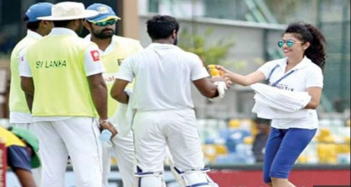 sri lanka series girls during breaks serving drinks at the ground