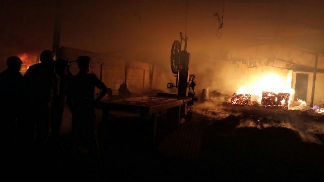 Fierce Fire in four sawmills, woods burnt down