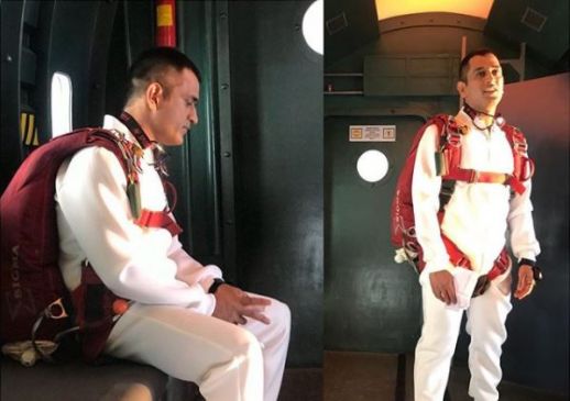 Free from cricket MS Dhoni goes skydiving to spend his vacations