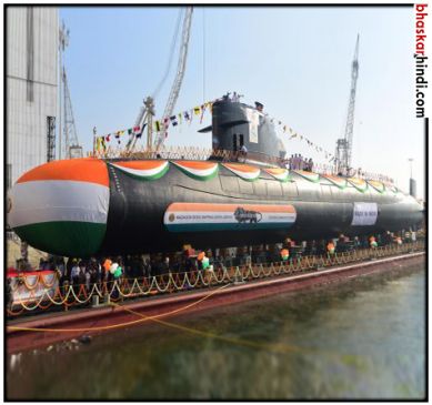 Indias third Scorpene class submarine was launched in Mumbai