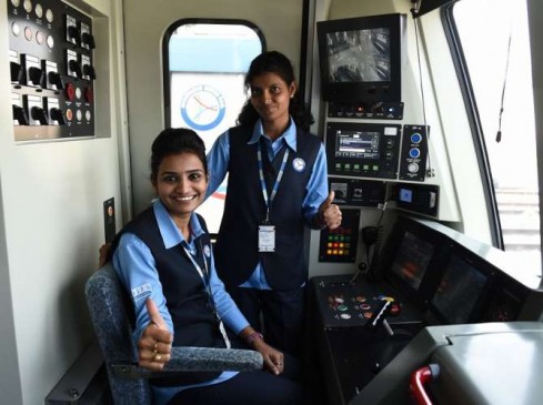 Half-boarded plane, train and control room commanded by womens