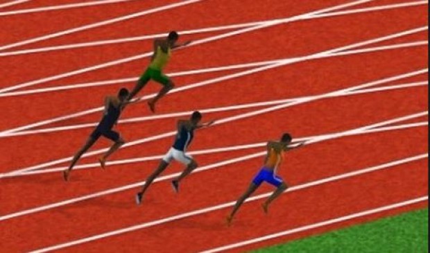 100 meter race of senior district level athletics competition