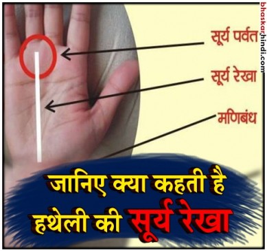 हथेली की सूर्य रेखा है यश और वैभव का प्रतीक 