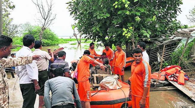 Flood condition in village due the flow of the dam water, villagers saved