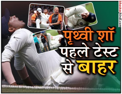 भारतीय टीम को झटका, चोट के चलते पहले टेस्ट से बाहर हुए पृथ्वी शॉ