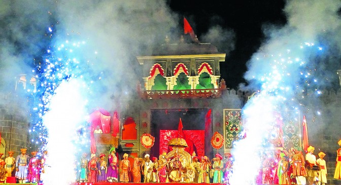 Audience enjoying the presentation of the play Shivputra Sambhaji