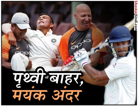 AUSvsIND : Prithvi Shaw out of test series, Mayank Agarwal in test squad