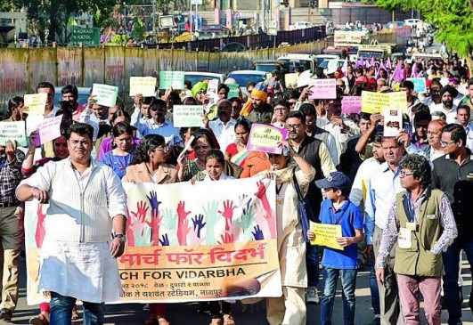 Separate vidharbha state sentiment on canvas in Silent March