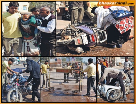 What happened that the 10 two wheeler driver falls on flat road
