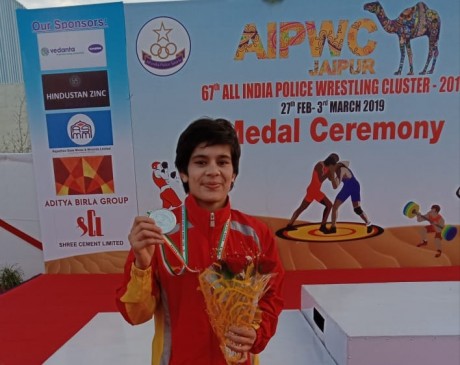 Shivani Pawar won silver medal in wrestling in National Police Games