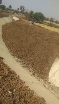 A policeman filled the dig proposed for canal project in Ubhegaon