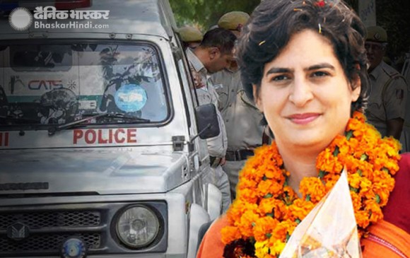 प्रियंका गांधी के काफिले की गाड़ी के नीचे आई महिला सिपाही, अस्पताल में भर्ती प्रियंका गांधी के काफिले की गाड़ी के नीचे आई महिला सिपाही, अस्पताल में भर्ती