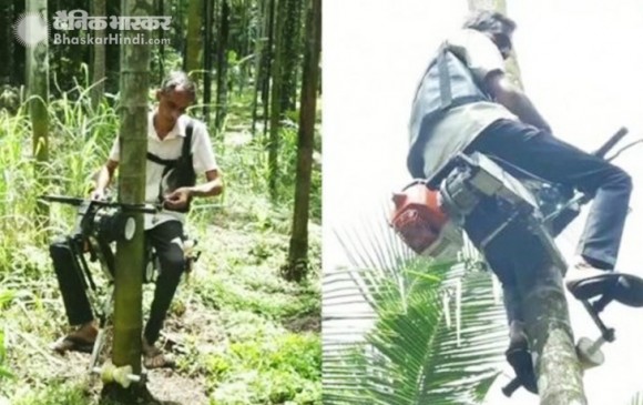 कर्नाटक के 48 वर्षीय किसान ने पेड़ पर चढ़ने वाली बाइक का किया आविष्कार