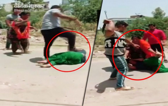 कांग्रेस नेता के भाई ने सरेआम मह‍िला को लात-घूसों से पीटा, 6 गिरफ्तार