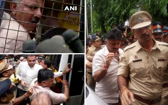 हिरासत के बाद शिवकुमार को कलिना विश्वविद्यालय के रेस्ट हाउस में रखा गया