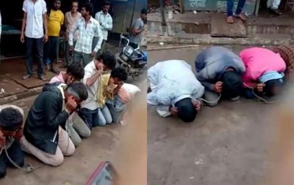 गौरक्षकों ने गौ तस्करी कर रहे 25 लोगों को बांधा, लगवाए गौ माता की जय के नारे