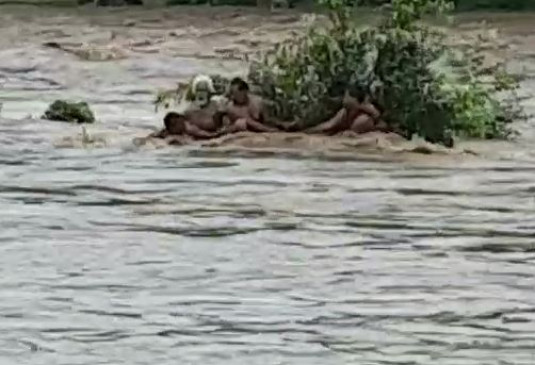  चित्रकूट में उफान पर मंदाकिनी - मझधार में फंसे बुजुर्ग को रेस्क्यू कर होमगाड्रस ने बचाया  