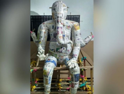 लालबाग में बनाई गई 22 फीट ऊंची इको फ्रेंडली गणेश प्रतिमा, जानें क्या है खास