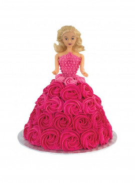Strawberry Round Barbie Doll Cake, Packaging Type: Carton Box, Weight: 1 Kg