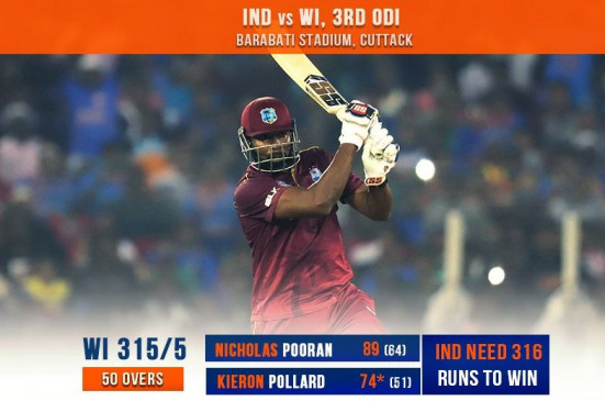 Ind vs WI 3rd ODI:  पूरन और पोलार्ड का धमाका, विंडीज ने भारत को 316 का लक्ष्य दिया