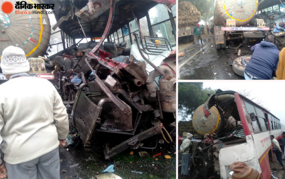 संभल में सड़क हादसा: कोहरे के चलते रोडवेज बस और टैंकर में भिड़ंत, 12 लोगों की मौत