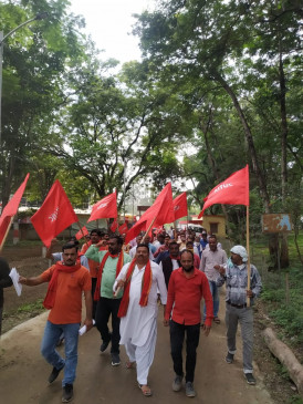 Central government is anti-labour - Labor organization took out rally celebrating protest day