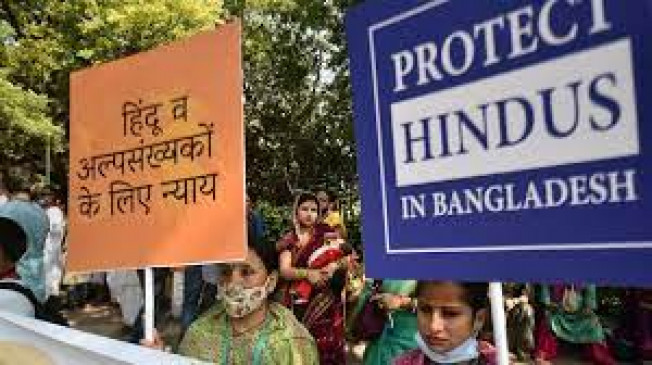 Bengali Coordination Committees sit-in on Friday against the attack on Hindus in Bangladesh
