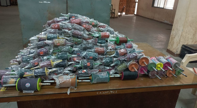 Police seized a huge quantity of nylon manja