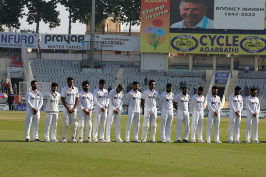 Rohit Sharma and Virat Kohli pay tribute to Warne before the start of the match Rohit Sharma and Virat Kohli pay tribute to Warne before the start of the match