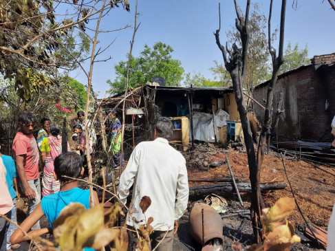 Household items of two families destroyed by fire Household items of two families destroyed by fire
