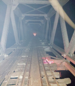 Fire on Shakuntala railway bridge across Chandrabhaga river Fire on Shakuntala railway bridge across Chandrabhaga river