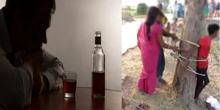 First tied the drunken husband to the pole, then the wife strangled her to death with a rope