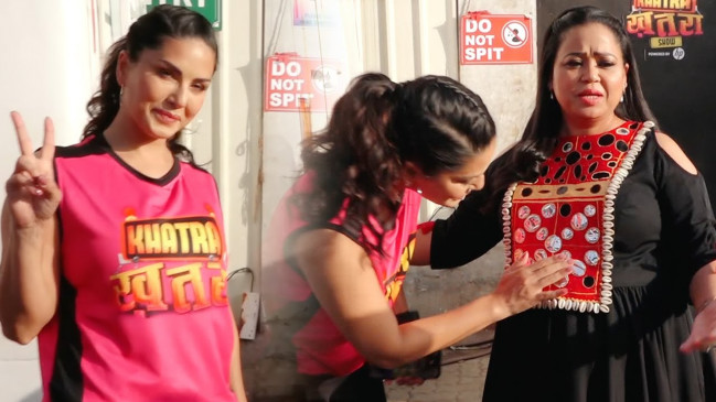 सनी लियोन पहुंची खतरा खतरा के सेट, भारती सिंह के साथ की मस्ती