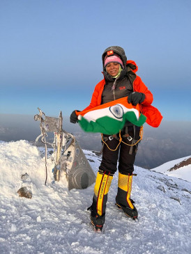 The daughter of the district has conquered the highest peak of Europe, Mount Elbrus.