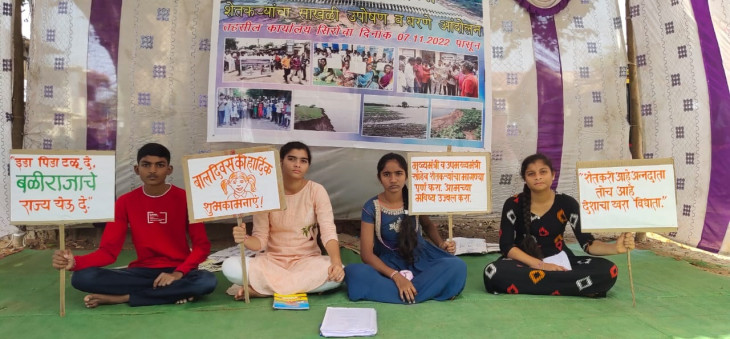 Medigadda affected people go on hunger strike, children take charge on Childrens Day