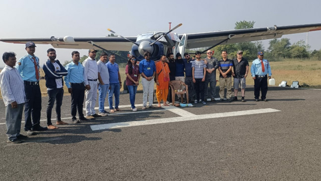 Aircraft equipped with modern technology is searching for mineral wealth under the ground